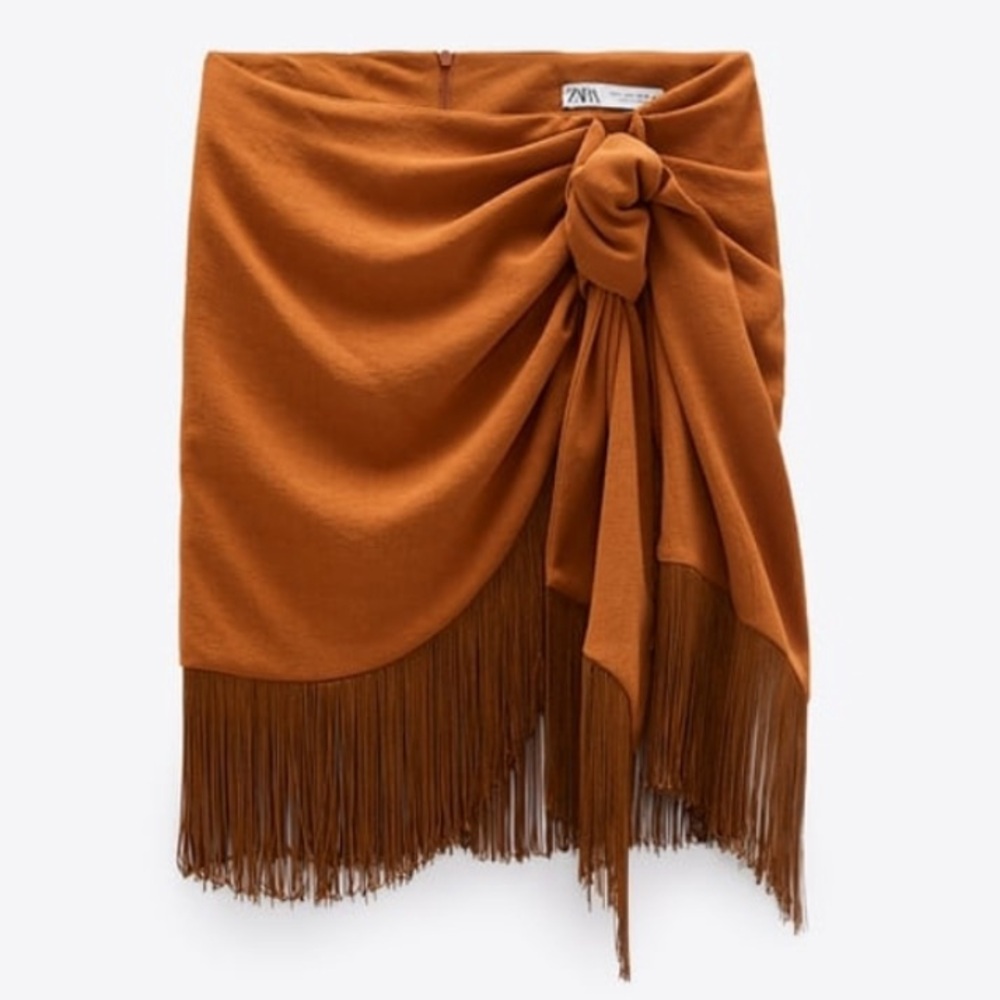 Zara Fringe Draped Mini Skirt